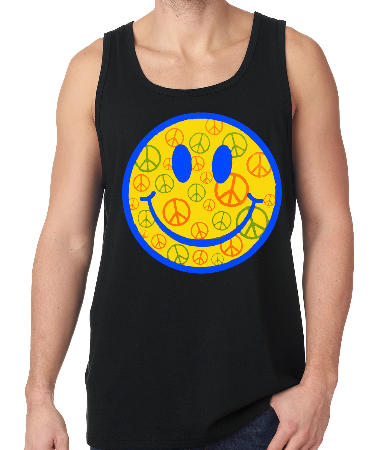 Smiley Face Peace Signs All Over Tank Top
