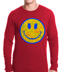 Smiley Face Peace Signs All Over Thermal Shirt