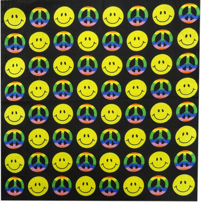 Smiley Face Tie Dye Peace Sign Bandanna