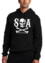 SOA Men Of Mayhem Skull and Crossbones Adult Hoodie (Black)