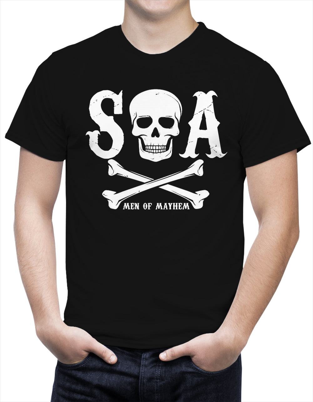 SOA Men Of Mayhem Skull and Crossbones Men's T-Shirt (Black)