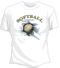 Softball Play Hard Girls T-Shirt