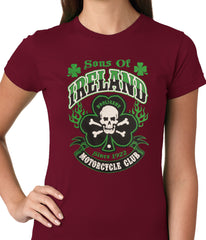 Sons of Ireland Shamrock Skull Biker Girls T-shirt