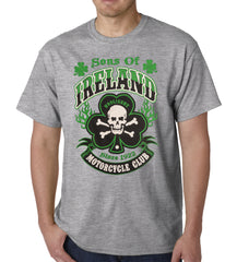 Sons of Ireland Shamrock Skull Biker Mens T-shirt