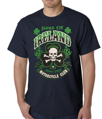 Sons of Ireland Shamrock Skull Biker Mens T-shirt