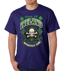 Sons of Ireland Shamrock Skull Biker Mens T-shirt