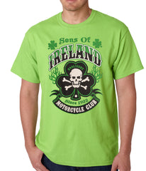 Sons of Ireland Shamrock Skull Biker Mens T-shirt