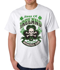 Sons of Ireland Shamrock Skull Biker Mens T-shirt