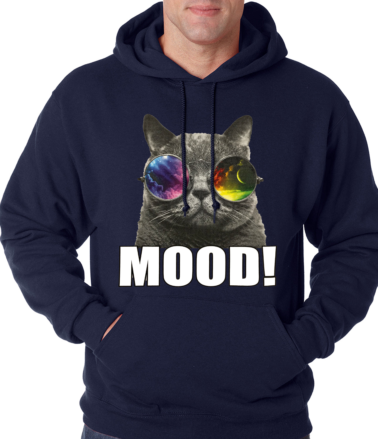 Spaced Mood Cat Adult Hoodie