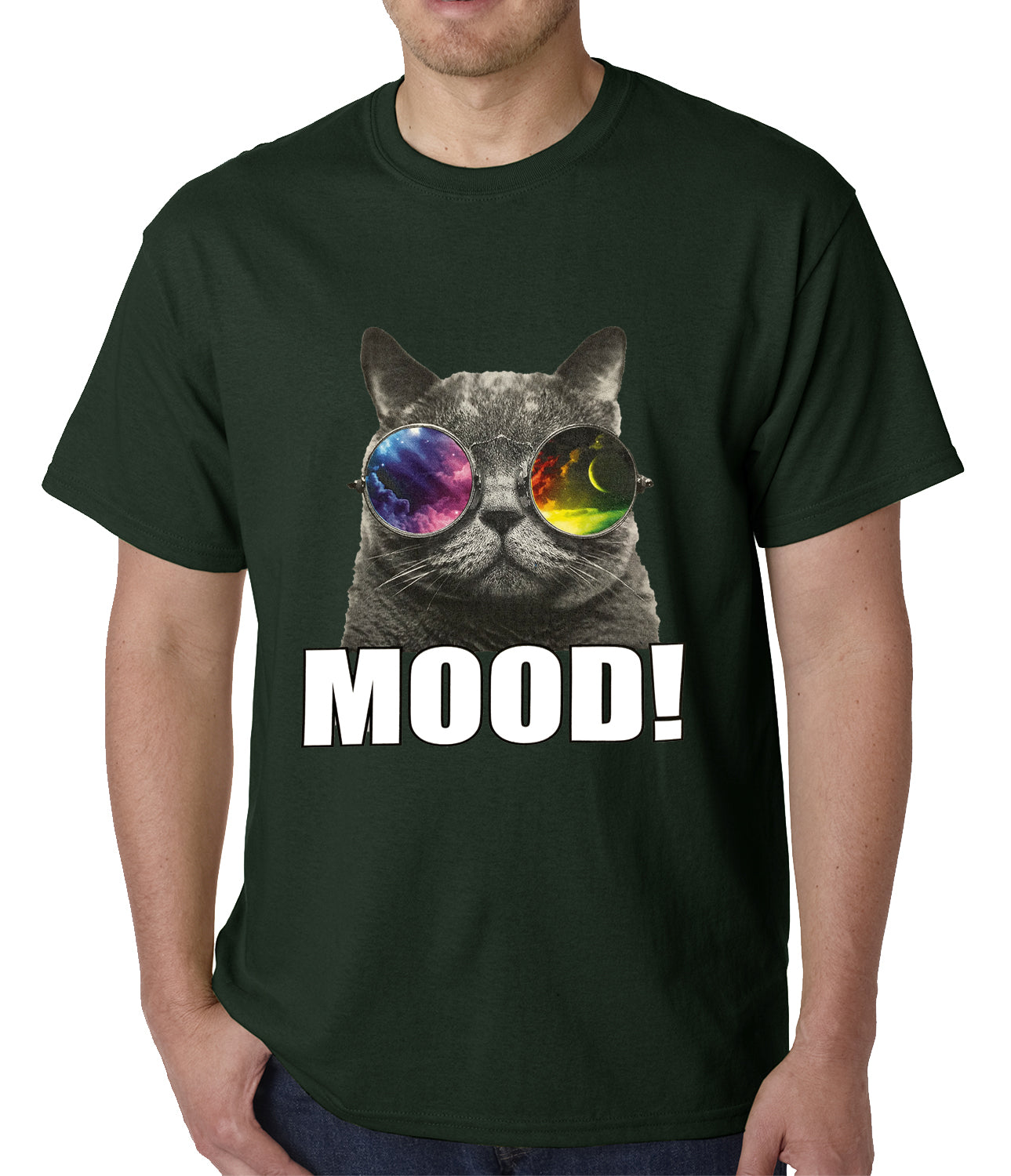 Spaced Mood Cat Mens T-shirt
