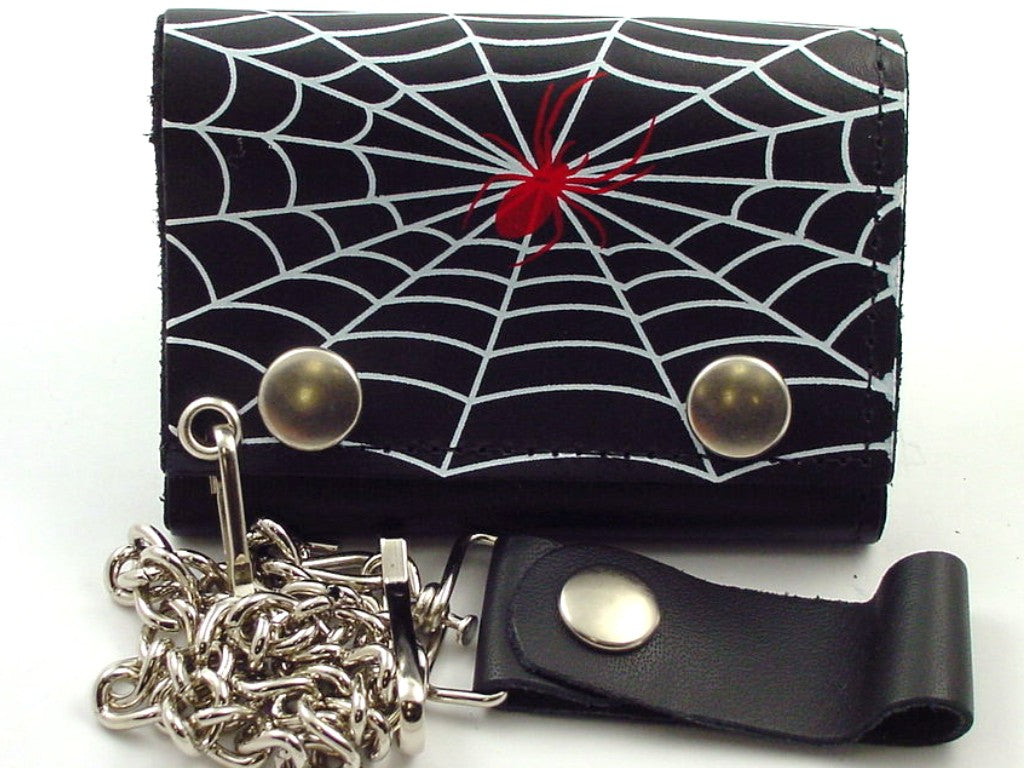Spider Web Genuine Leather Chain Wallet