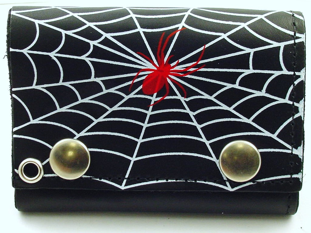 Spider Web Genuine Leather Chain Wallet