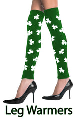 St. Patrick’s Day All Over Shamrocks Leg Warmers (Green with White Shamrocks)