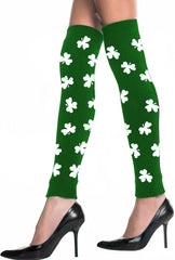 St. Patrick’s Day All Over Shamrocks Leg Warmers (Green with White Shamrocks)