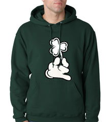 St. Patrick's Day Cartoon Hand Holding Shamrock Adult Hoodie