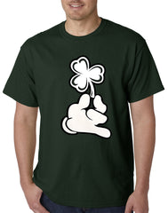 St. Patrick's Day Cartoon Hand Holding Shamrock Mens T-shirt