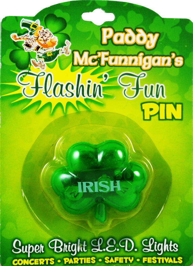 St. Patrick's Day Jumbo Flashing Shamrock Pin