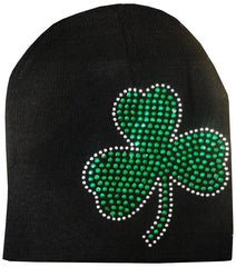 St. Patrick's Day Rhinestone Shamrock Beanie