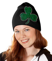 St. Patrick's Day Rhinestone Shamrock Beanie