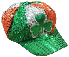 St. Patrick's Day Sequin Shamrock Tri-color Newsboy Hat