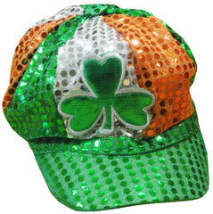 St. Patrick's Day Sequin Shamrock Tri-color Newsboy Hat