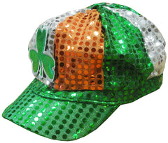 St. Patrick's Day Sequin Shamrock Tri-color Newsboy Hat