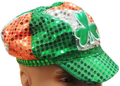St. Patrick's Day Sequin Shamrock Tri-color Newsboy Hat