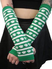 St. Patrick's Day (STRIPES & SHAMROCKS) Pair of Arm Warmers