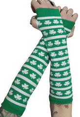 St. Patrick's Day (STRIPES & SHAMROCKS) Pair of Arm Warmers