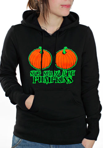 Halloween Shirt - Stop Staring At My Pumpkins Adult Hoodie