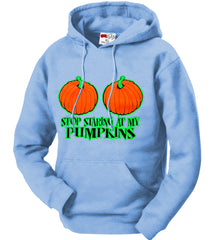 Halloween Shirt - Stop Staring At My Pumpkins Adult Hoodie