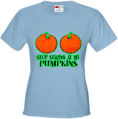 Halloween Costume T-shirts - Stop Staring At My Pumpkins Girls T-shirt