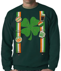 Suspenders with Shamrock Irish Costume Crewneck