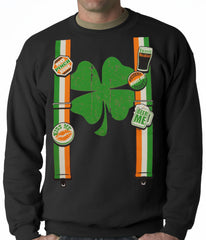 Suspenders with Shamrock Irish Costume Crewneck