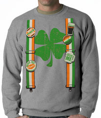 Suspenders with Shamrock Irish Costume Crewneck