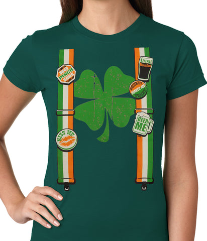 Suspenders with Shamrock Irish Costume Girls T-shirt