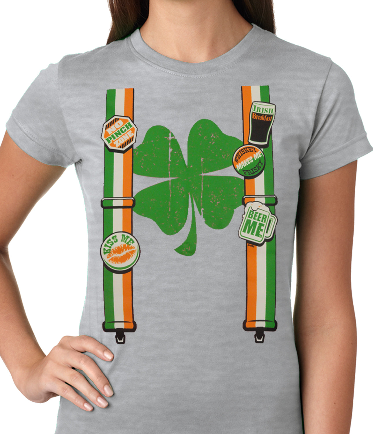 Suspenders with Shamrock Irish Costume Girls T-shirt