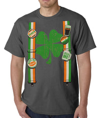 Suspenders with Shamrock Irish Costume Mens T-shirt