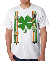 Suspenders with Shamrock Irish Costume Mens T-shirt