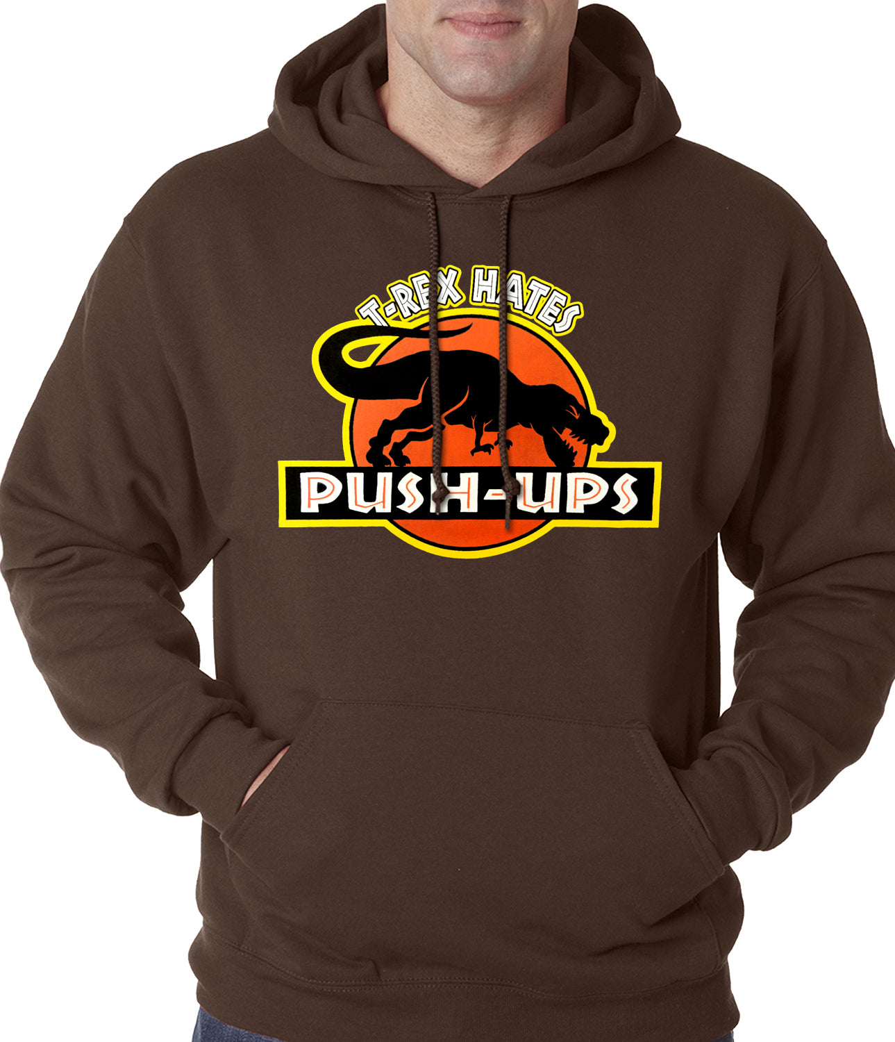 T-Rex Hates Pushups Funny Adult Hoodie
