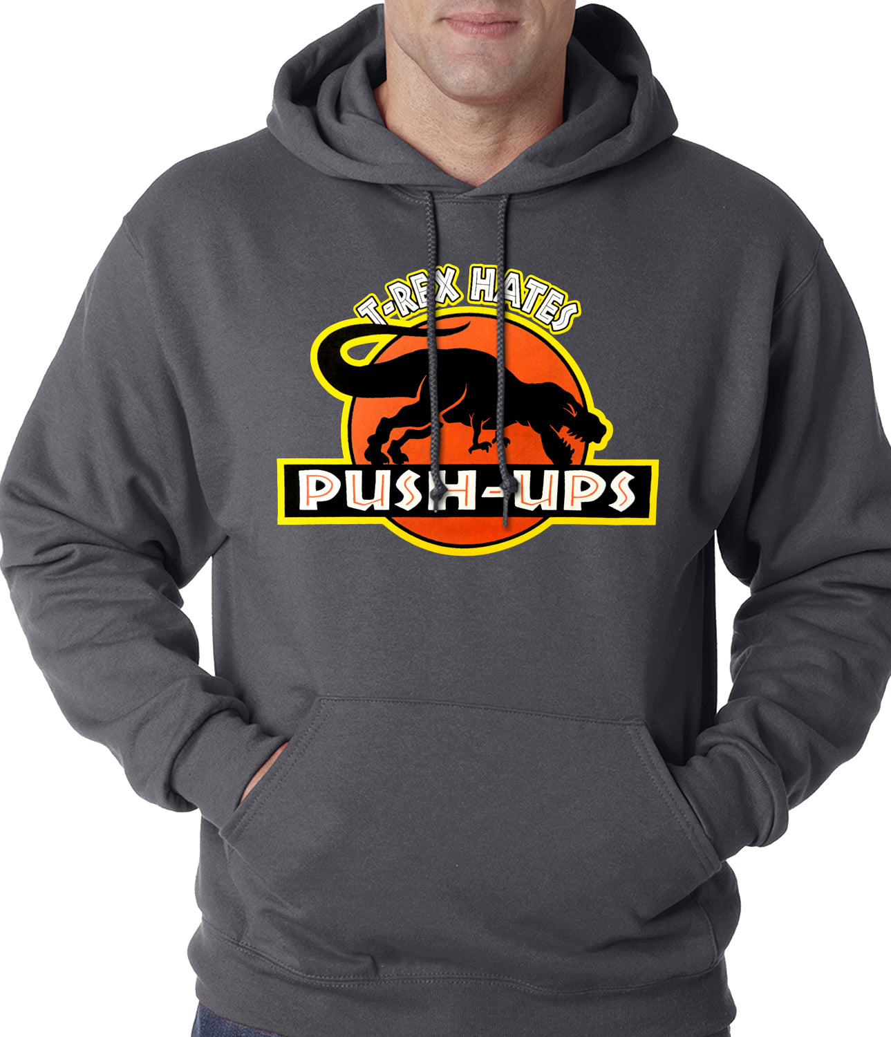 T-Rex Hates Pushups Funny Adult Hoodie