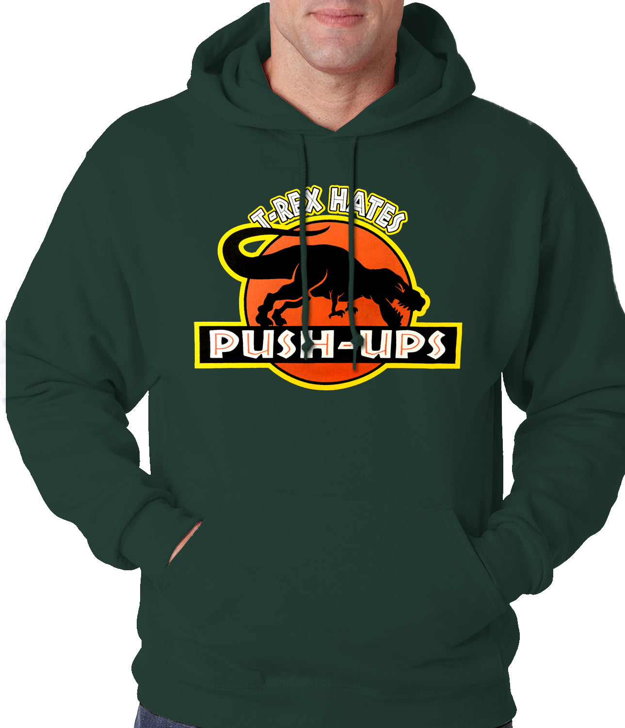 T-Rex Hates Pushups Funny Adult Hoodie