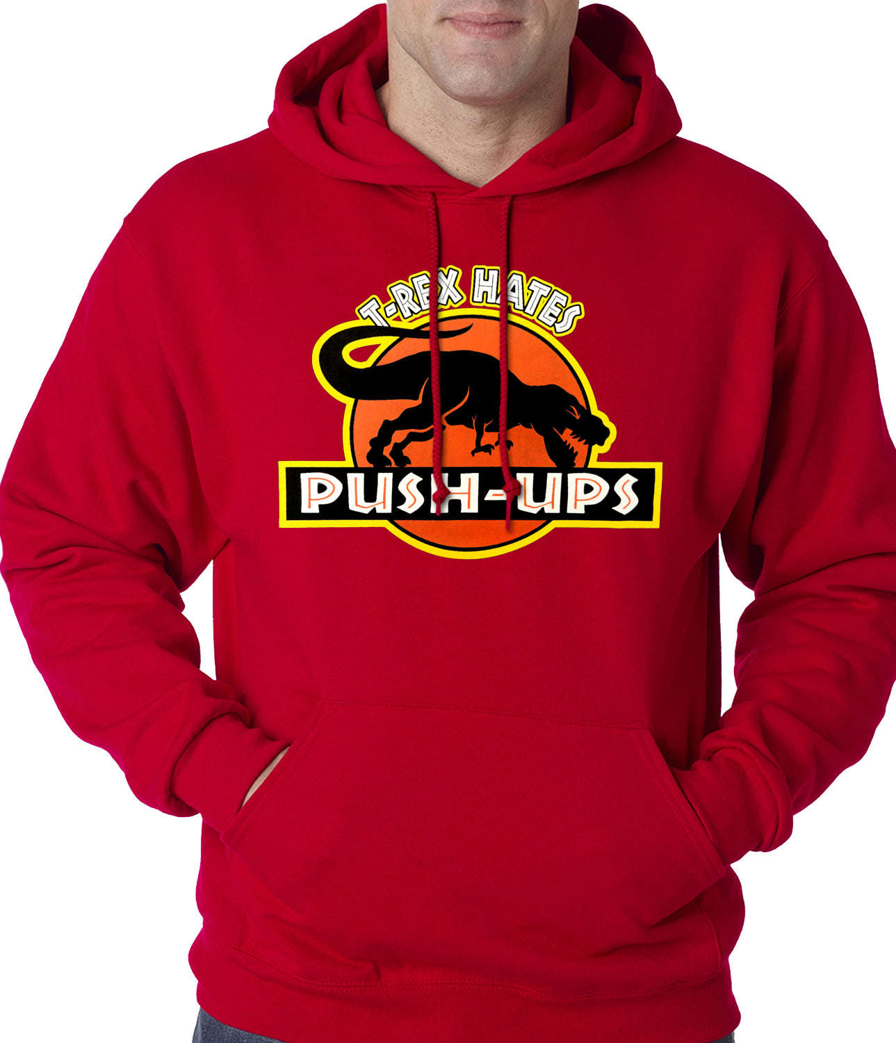 T-Rex Hates Pushups Funny Adult Hoodie