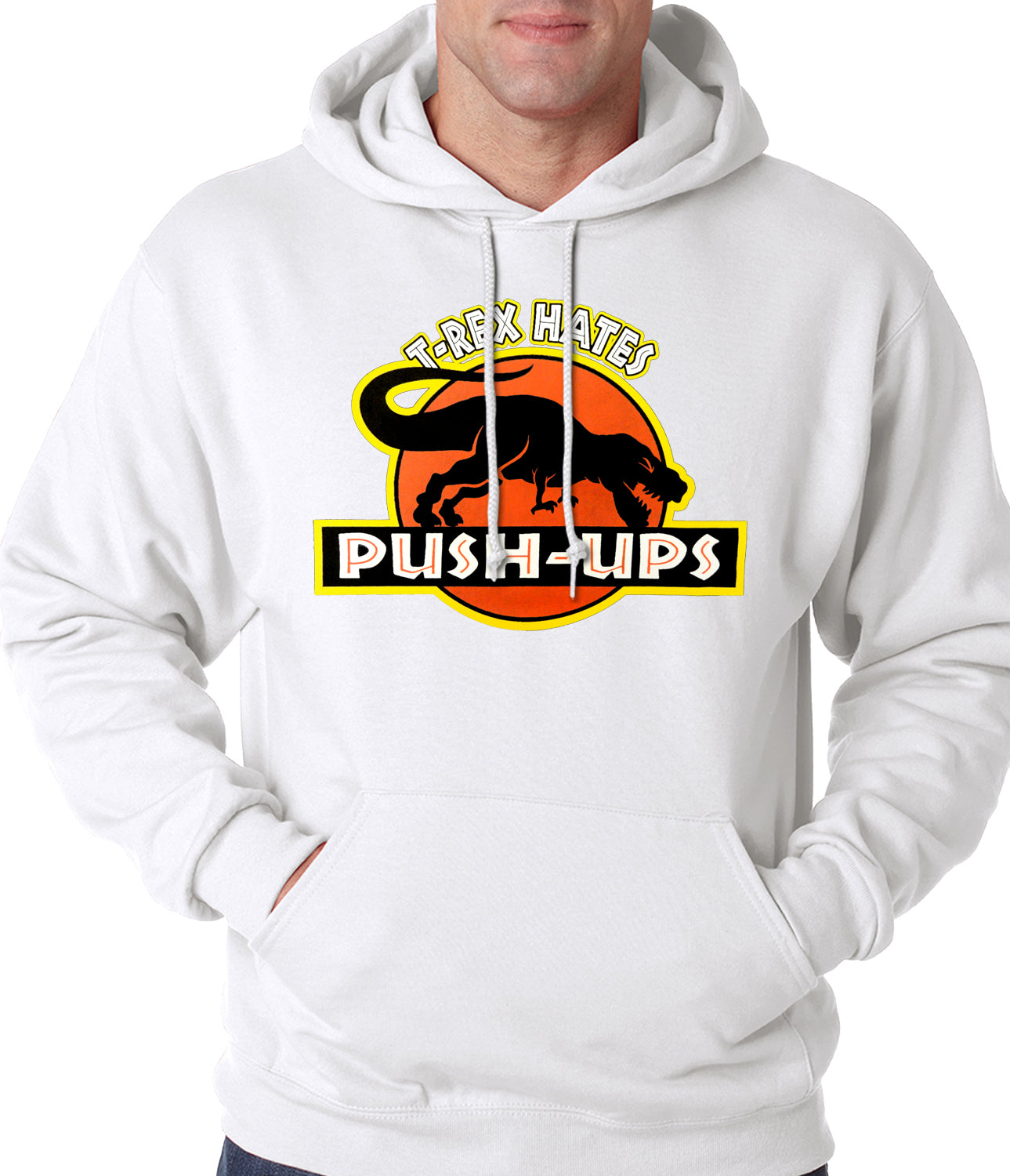 T-Rex Hates Pushups Funny Adult Hoodie