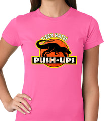 T-Rex Hates Pushups Funny Ladies T-shirt