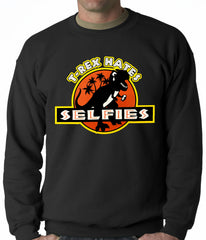 T-Rex Hates Selfies Funny Adult Crewneck