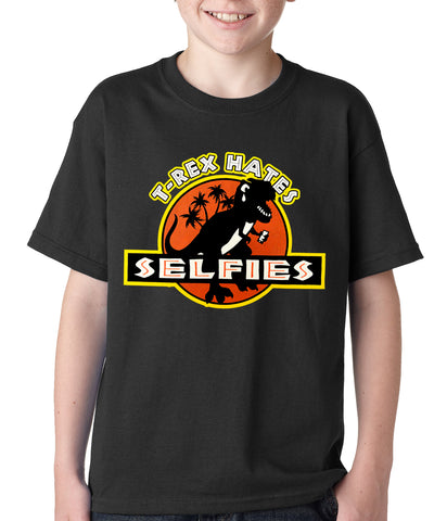 T-Rex Hates Selfies Funny Kids T-shirt