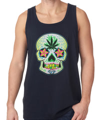 Tank Top - Pot Leaf Sugar Skull Tank Top