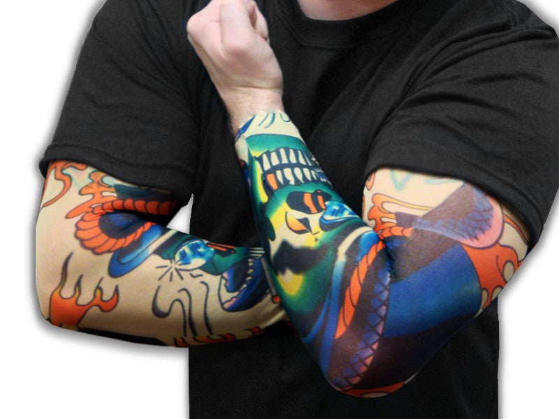 Tattoo Sleeves - Top Hat Skeleton Temporary Tattoo Sleeves (Pair)