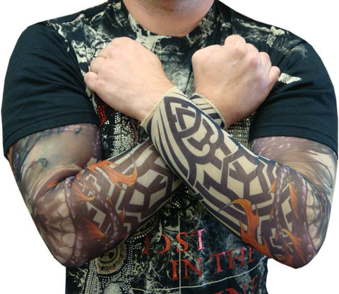 Tattoo Sleeves - Tribal Biker Tattoo Sleeve (Pair)
